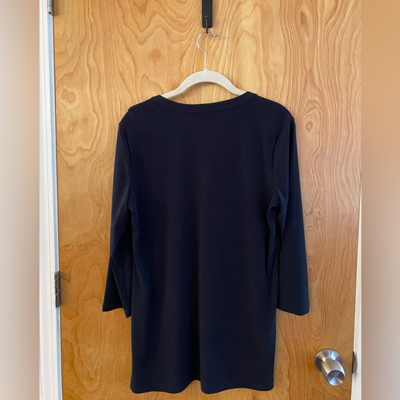 Ellen Tracy Dark Navy Blue Knit Tunic with gold zipper - Picture 2 of 4